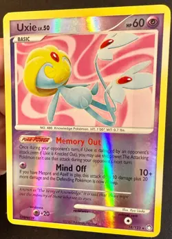 Uxie 18/123 2007 Mysterious Treasures Pokemon Card Reverse Holo Rare - Lp - Image 2