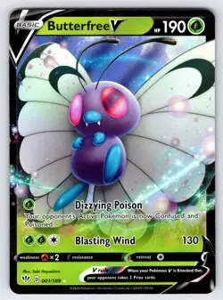 Butterfree V 001/189 2020 Darkness Ablaze Pokemon Card TCG Ultra Rare Holo - Nm - Image 1
