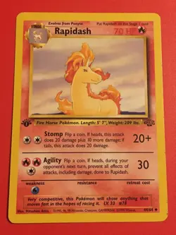 1st Edition Rapidash 44/64 Uncommon Jungle Set Pokemon Card NM Vintage WOTC - Image 1