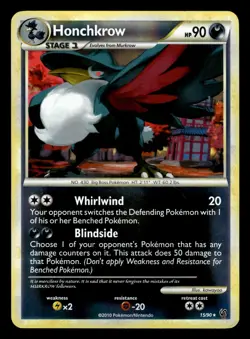 Honchkrow 15/90 Reverse Holo HGSS Undaunted Pokemon Card - Image 1