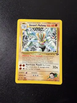 Pokemon TCG Giovanni's Machamp Holo Unlimited Rare Card Gym Challenge - Image 1