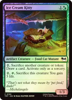 NM Foil Ice Cream Kitty, MTG, TMNT, Magic the Gathering, 150 - Image 1