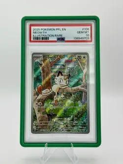 2025 POKEMON PFL EN-PHANTASMAL FLAMES ILLUSTRATION RARE #106 MEOWTH PSA 10 - Image 1