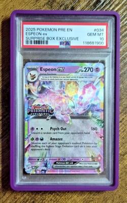 2025 Pokemon PRE EN-PRISMATIC EVOLUTIONS #034 Espeon EX PSA 10 Surprise Box - Image 3