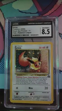 Pokemon Eevee Holo Foil 2000 Black Star Promo Pokemon League #11 CGC 8.5 - Image 1