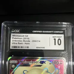Pokemon Whimsicott GX Ultra Rare Full Art Holo CGC 10 Unbroken Bonds 206/214 - Image 2