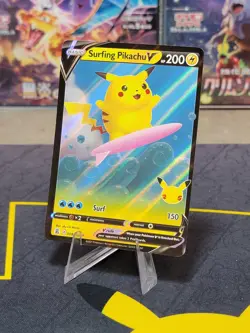 Pokemon Surfing Pikachu V Ultra Rare Full Art Holo 008/025 Celebrations TCG - Image 1