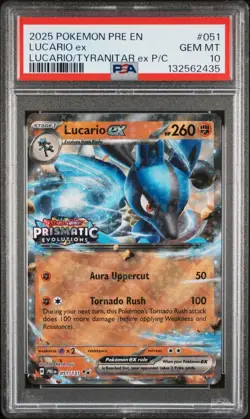 Pokemon Lucario EX 051/131 Prismatic Evolutions Stamped PSA 10 - Image 1