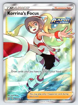 Korrina's Focus 160/163 2021 Battle Styles Pokemon Card TCG Full Art Trainer Nm - Image 1