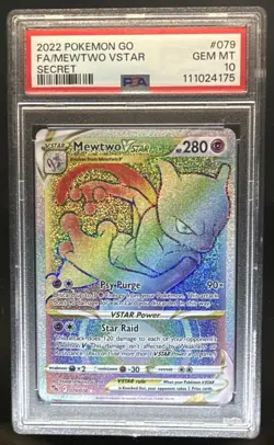 2022 Pokemon SWSH Pokemon GO Mewtwo VST Secret Rare #079/078 PSA 10 - Image 1