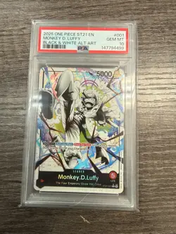 One Piece ST21-001 Monkey D Luffy Gear 5 Starter Deck 21 Alt Art Parallel PSA 10 - Image 1