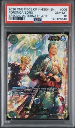 2026 ONE PIECE OP14-EB04-SPECIAL ALTERNATE ART #006 RORONOA ZORO PSA 10 - Image 1