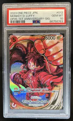 2023 One Piece JP 1st Anniversary OP05 Monkey D Luffy Signature #ST01-012 PSA 10 - Image 1