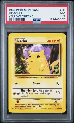 Pikachu 1999 Pokemon Game #58 Yellow Cheeks PSA 7 NEW SLAB - Image 1