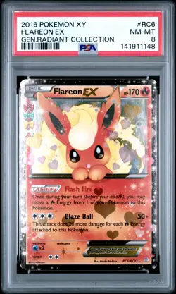 2016 POKEMON XY GENERATIONS RADIANT COLL #RC6 FLAREON EX PSA 8 - Image 1