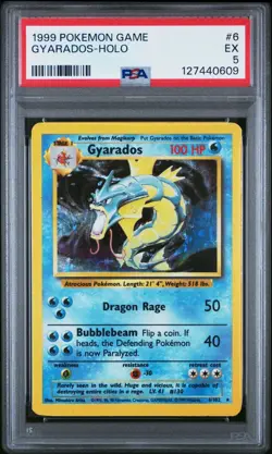 1999 Pokemon Game #6 Gyarados Holo PSA 5 - Image 1