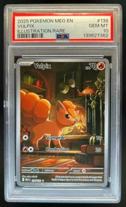 2025 Pokemon Mega Evolution Vulpix Full Art Illustration Rare #138/132 PSA 10 - Image 1