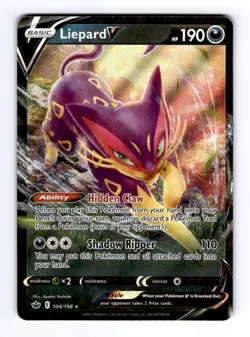 Liepard V SWSH06: Chilling Reign #104 (2021) Ultra Rare Holo NM Pokemon - Image 1