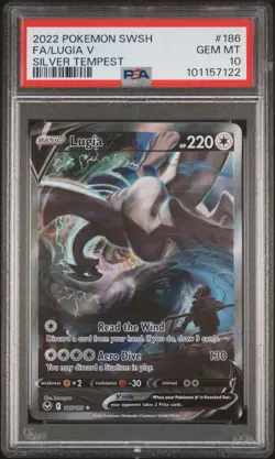 2022 POKEMON SWORD & SHIELD SILVER TEMPEST #186 FULL ART/LUGIA V PSA 10 - Image 1