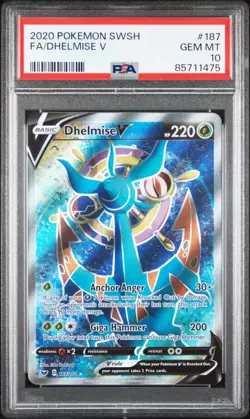2020 Pokemon Sword & Shield Full Art/Dhelmise V #187 PSA Gem Mint 10 - Image 1