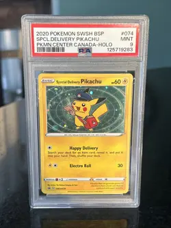 2020 POKEMON SWSH BLACK STAR PROMO #074 SPECIAL DELIVERY PIKACHU-HOLO PSA 9 - Image 1