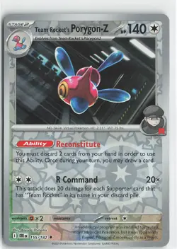 Team Rocket's Porygon-Z 155/182 Uncommon Destined Rivals Pokemon Reverse Holo NM - Image 1