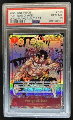 2023 One Piece Paramount War Portgas D Ace Manga Alt Art #OP02-013 PSA 10 - Image 1