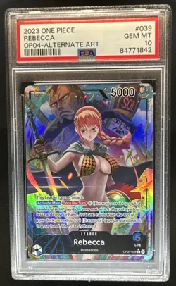 2023 One Piece Kingdoms of Intrigue Rebecca Leader Alt Art #OP04-039 PSA 10 - Image 1