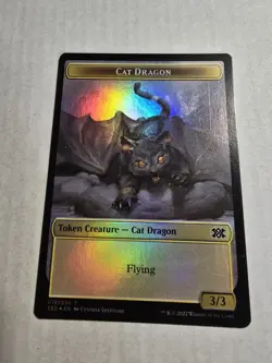 Cat Dragon Knight Double-Sided Token Double Masters 2022 Foil - Image 1