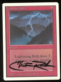 SIGNED 1993 Unlimited Lightning Bolt ~ Vintage MTG/Magic ~ NM/MINT+ Condition - Image 1