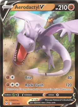 Aerodactyl V 092/196 Holo Rare V Lost Origin Pokemon NM - Image 1
