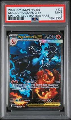 2025 POKEMON PFL EN-PHANTASMAL FLAMES #125 MEGA CHARIZARD X EX PSA 9 - Image 1