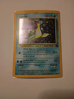 Pokemon TCG Lapras Fossil 10/62 Holo Unlimited Holo Rare DMG - Image 1