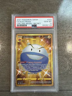 2021 POKEMON SWSH #222 FULL ART ELECTRODE GEM MT PSA 10 CHILLING REIGN SECRET - Image 1