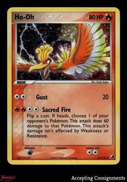 2005 Pokemon EX Unseen Forces Cosmos Holo #27 Ho-Oh HOLO w/ Swirl - Image 1