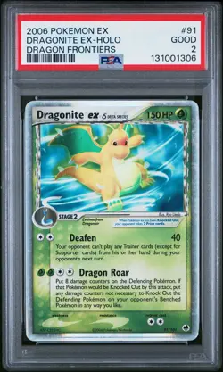 2006 POKEMON EX DRAGON FRONTIERS #91 DRAGONITE EX-HOLO PSA 2 - Image 1