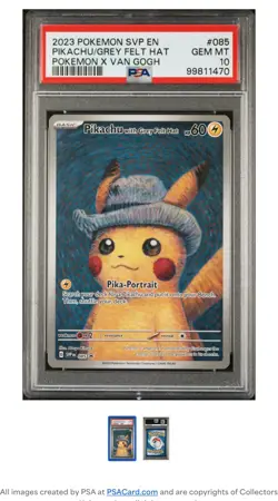 PSA 10 2023 Pikachu Grey Felt Hat 085 SVP Promo Van Gogh With Art Guard - Image 3
