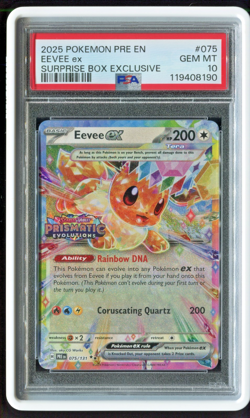 2025 Pokemon PRE EN-PRISMATIC EVOLUTIONS #075 EEVEE EX PSA 10 Surprise Box - Image 1