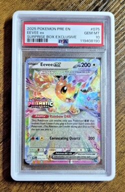 2025 Pokemon PRE EN-PRISMATIC EVOLUTIONS #075 EEVEE EX PSA 10 Surprise Box - Image 3