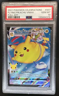 2021 Pokemon SWSH Celebrations Flying Pikachu VM Full Art #007/025 PSA 10 - Image 1