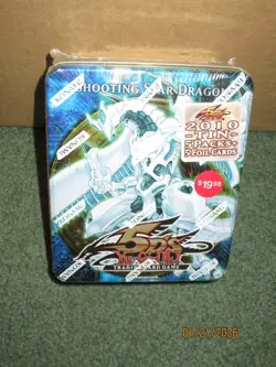 Yugioh 2010 Collectors Tin Shooting Star Dragon Factory Sealed + Packs & Supers - Image 1