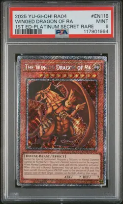 Yu-gi-oh! Stampede The Winged Dragon Of Ra RA04-EN118 Platinum Secret PSA 9 Mint - Image 1