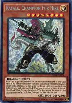 Yugioh Rafale, Champion Fur Hire DASA-EN023 1st Edition Secret LP/MP - Image 1