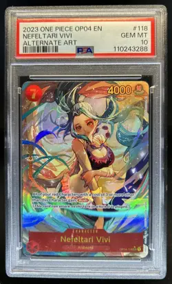 2023 One Piece Kingdoms Of Intrigue Nefeltari Vivi Alt Art #OP04-118 PSA 10 - Image 1