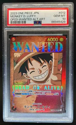 2023 One Piece Pillars OS OP03 (JP) Monkey D. Luffy Wanted Alt Art #012 PSA 10 - Image 1