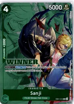 One piece Card Game Sanji EB01-014 2025 Tournament Pack Vol. 1 Winner English - Image 1