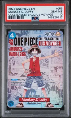 PSA 10 One Piece Card Monkey D. Luffy US College Basketball Voyage Promo - Image 1