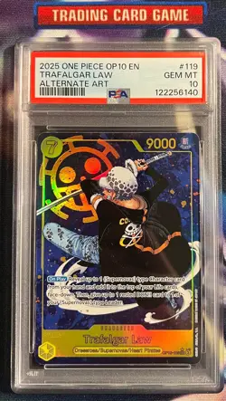 One Piece OP10-119 Royal Blood - Trafalgar Law (Alternate Art) PSA 10 - Image 1