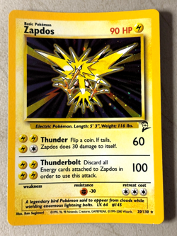ZAPDOS 20/130 NM- WOTC Vintage 2000 Pokemon Base Set 2 HOLO Foil Rare Card - Image 1
