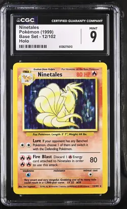 CGC 9 MINT Ninetales 1999 Base Set 12/102 Holo Pokemon Card - Image 1